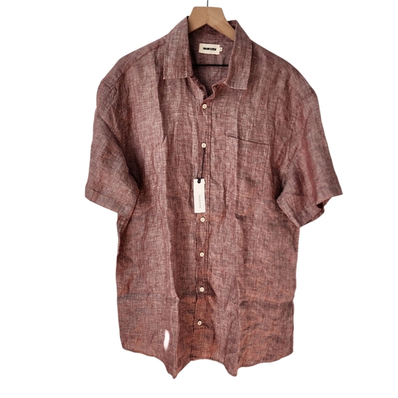 NEW Taylor Stitch The Short Sleeve California Button Up in Dried Cherry Hemp